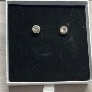 14k Yellow Gold Elegant Earrings with Sparkling Stones